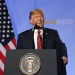 Donald Trump, president dels Estats Units, durant la roda de premsa posterior a la cimera de l’OTAN a Brussel·les el 12 de juliol del 2018 (Natàlia Segura, ACN)