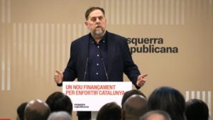 El presidente de ERC, Oriol Junqueras, interviene en el Consejo Nacional Extraordinario de la formación este sábado (Pau Cortina, ACN)