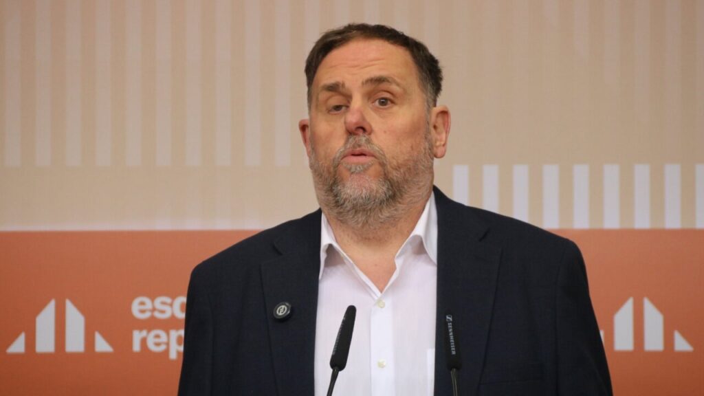 El president d'ERC, Oriol Junqueras, durant una roda de premsa (Maria Asmarat, ACN)