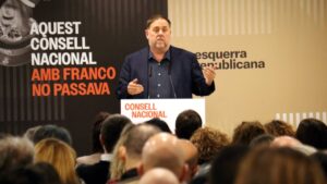 El líder de ERC, Oriol Junqueras, durante el Consejo Nacional de su partido (Nia Escolà, ACN)