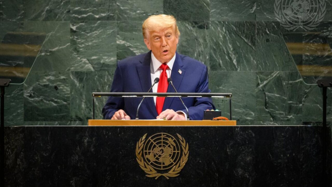 El presidente de Estados Unidos, Donald Trump, durante su intervención en la asamblea general de la Organización de las Naciones Unidas (ONU)