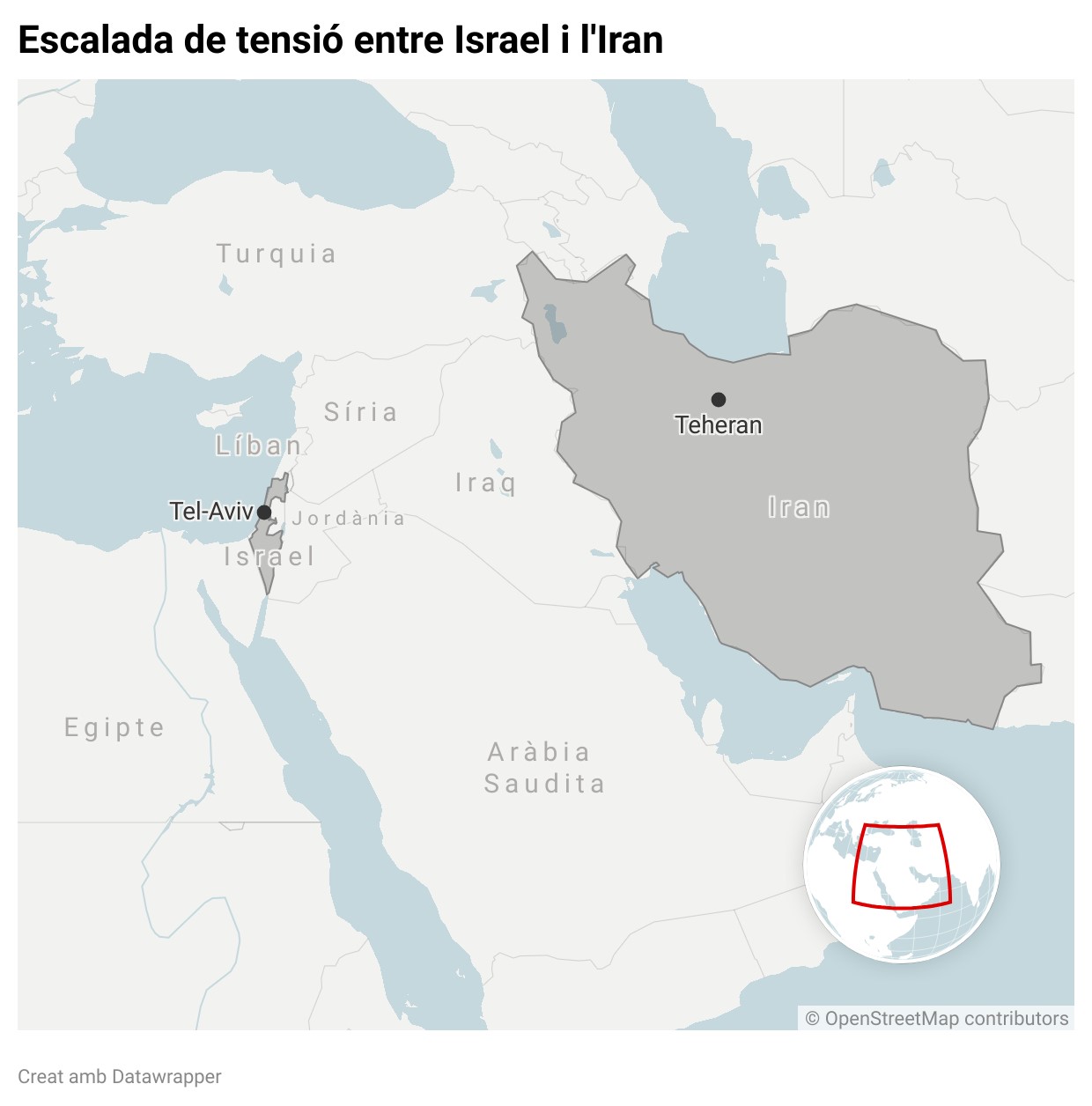 Mapa de situación de Israel e Irán en medio de la actual escalada de tensión (Guifré Jordan, ACN)