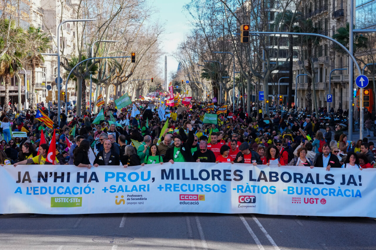 Imatge de la manifestació dels ensenyants