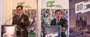 Salvador Illa i José Manuel Albares en la inauguració del congrés d'UEF Europa