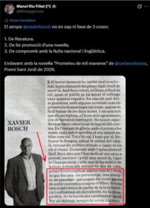 Manuel Riu Fillat critica Xavier Bosch en un article