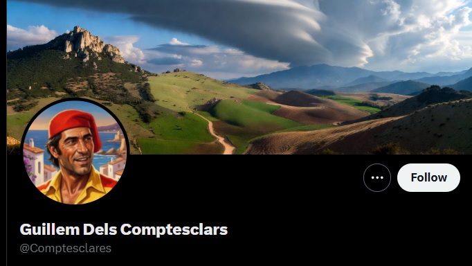 Imatge de Guillem dels Comptesclars amb paisatge de muntanyes