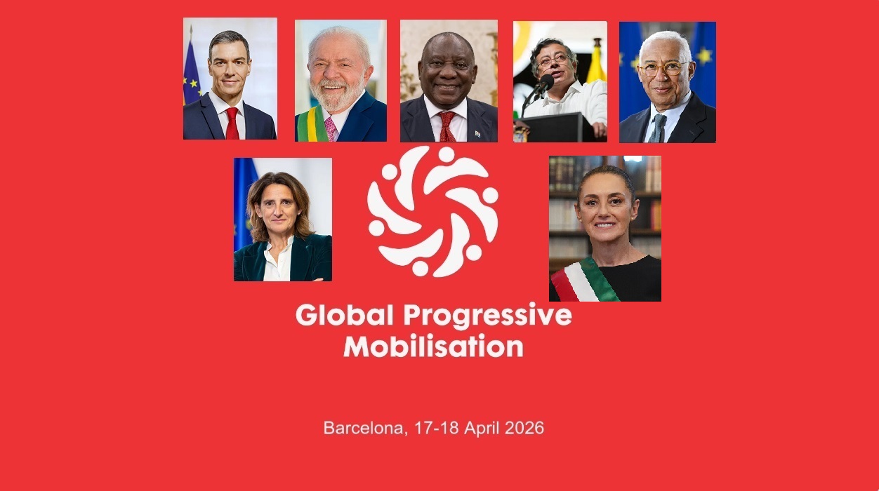 Imatge de la mobilització progressista global amb diversos líders polítics.