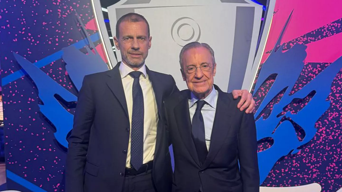 Alexander Ceferin i Florentino Pérez en un esdeveniment de la UEFA (Reial Maxdrid CF)