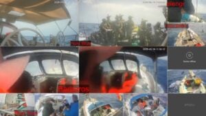 Imatge de la intercepció de la Global Sumud Flotilla per l'exèrcit d'Israel