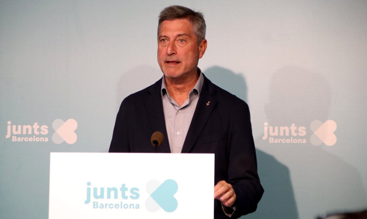 El president de Junts per Barcelona, Jordi Martí, en roda de premsa (ACN)