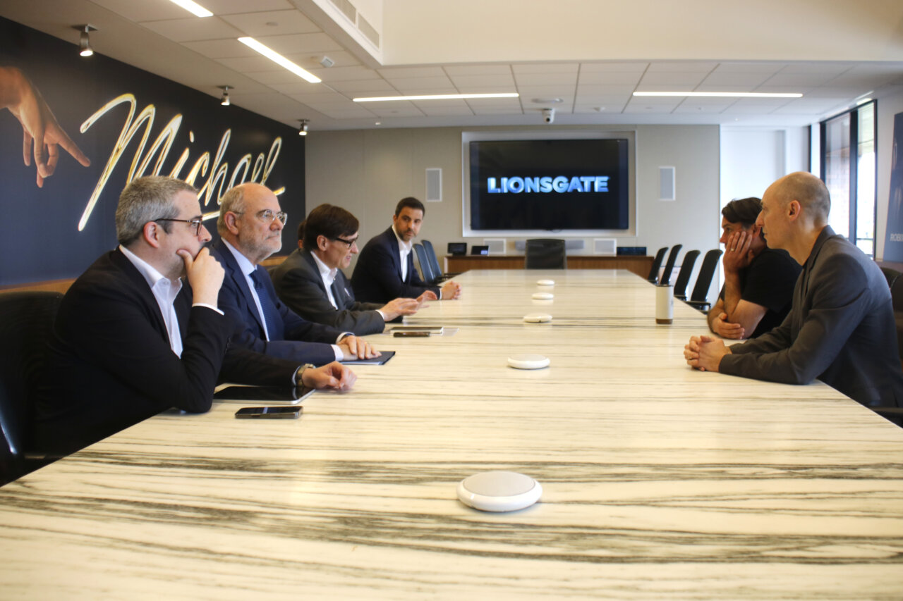 Salvador Illa, Jaume Duch, Matt Leonetti, Mark Pedante, Lionsgate (Rafa Garrido i Xavier Pi, ACN)