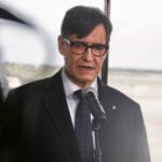 El president de la Generalitat, Salvador Illa, en la compareixença després de el Papa hagi marxat de Catalunya (Jordi Pujolar, ACN)