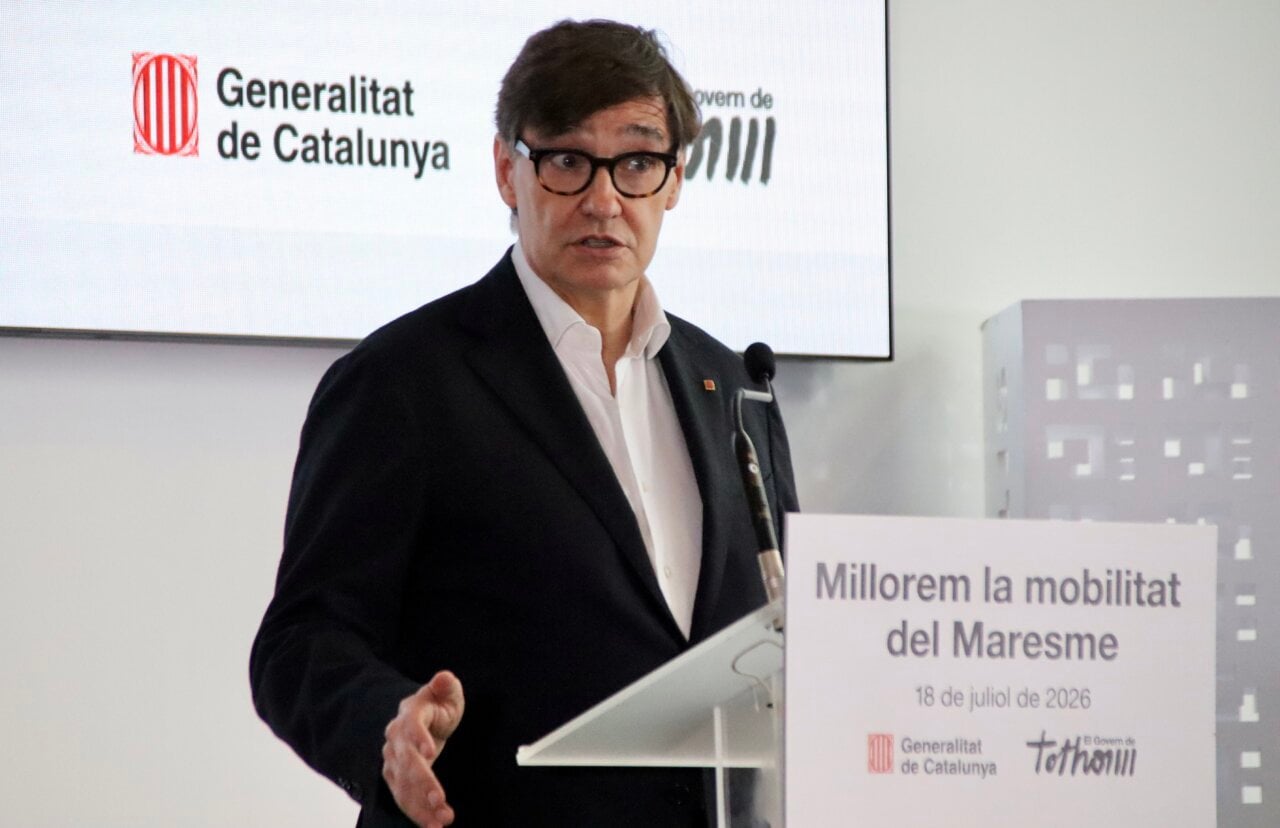 El president de la Generalitat, Salvador Illa, en un acte aquest dissabte al TecnoCampus de Mataró (Laura Busquets, ACN)