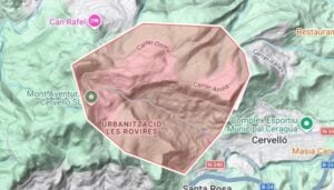 Àrea afectada pel confinament per l'incendi de Cervelló (Protecció Civil)