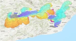 Mapa que mostra l'impacte d'un incendi a Catalunya
