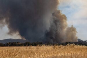 Gran fumera des del nucli de les Rabioses, a Cruïlles (Jordi Borràs, ACN)
