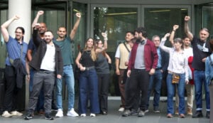 Independentistes processats a la Ciutat de la Justícia per una protesta el 2018 contra SCC a la UB (ACN - Bernat Vilaró)